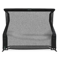A black sports net with a rectangular frame, designed for returning balls in various sports practices.