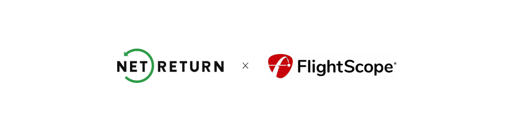 Net Return and FlightScope logos side by side with an "x" between them.